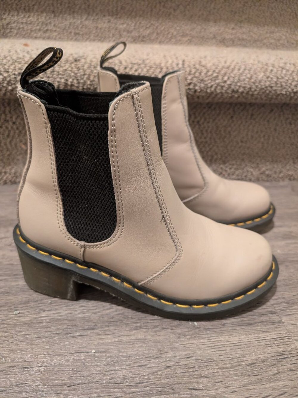 Dr. Martens Beige Heeled Chelsea Boots